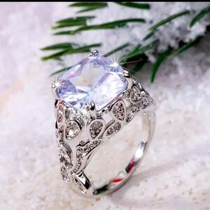 Size 8 Halo Ring 925 silver plated